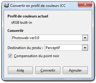 options conversion profil ICC options conversion profil ICC