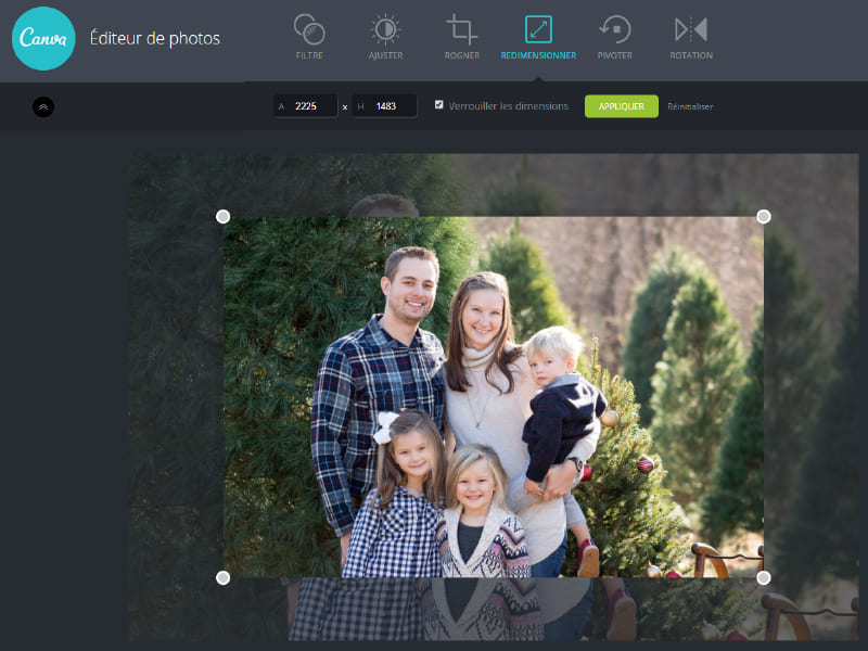 exemple comment redimensionner une photo avec un outil en ligne gratuit canva