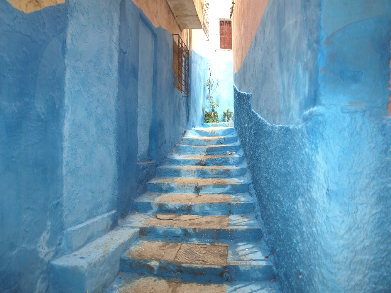 escalier village bleu Maroc