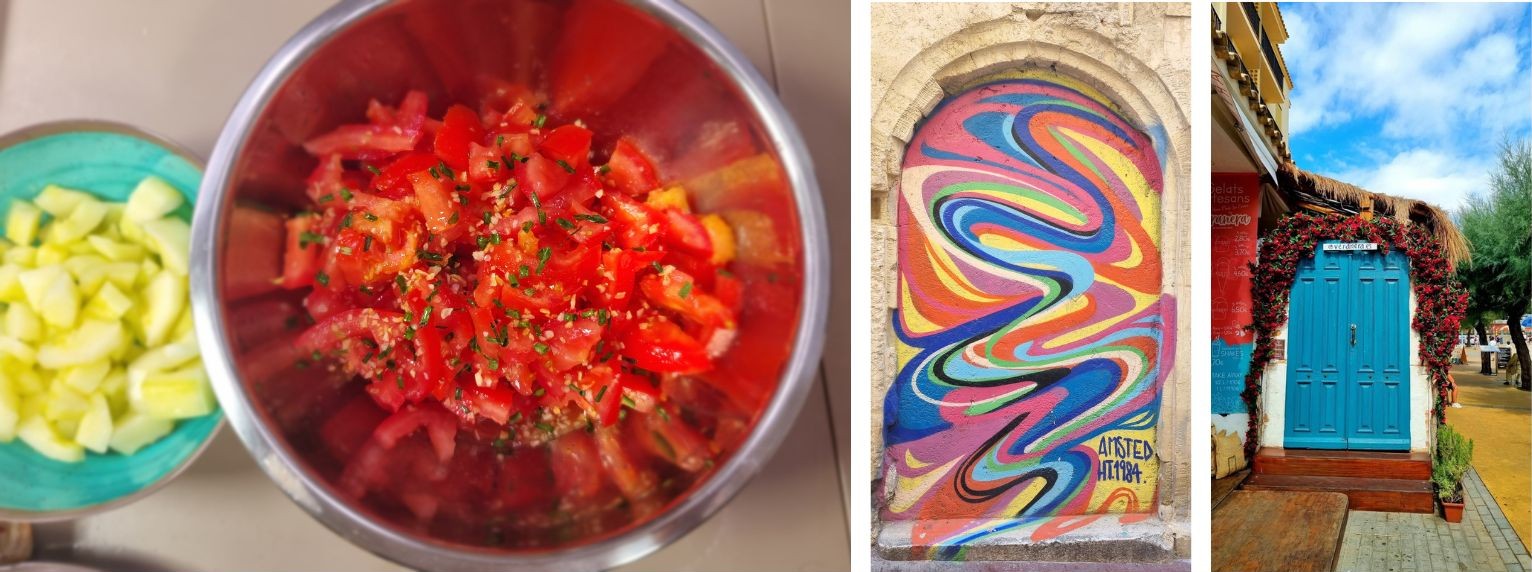 Salade de tomates et 2 portes colorées