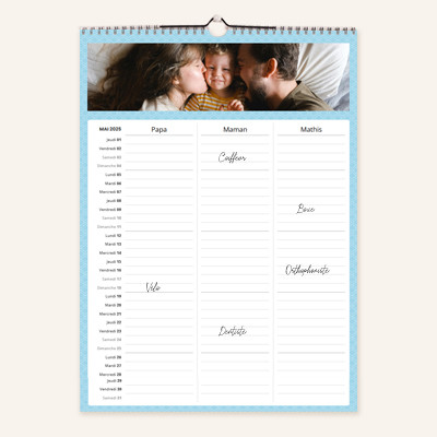 Calendrier familial mural A3 portrait 