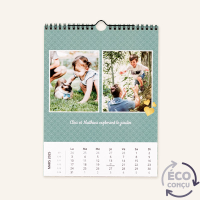 Calendrier mural A4 portrait éco-conçu